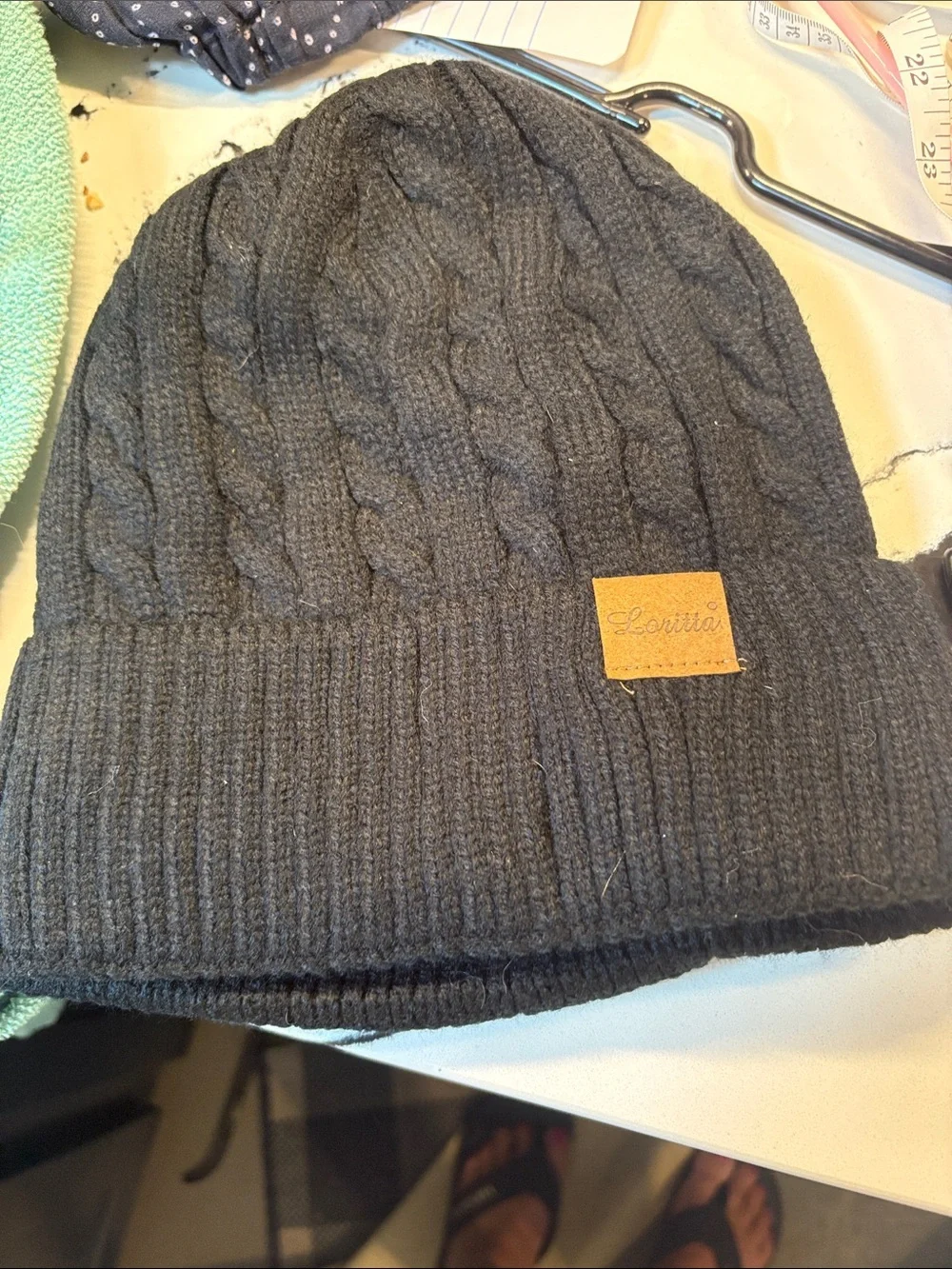 Louis Vuitton Cable Knit Beanie Hat - Gray